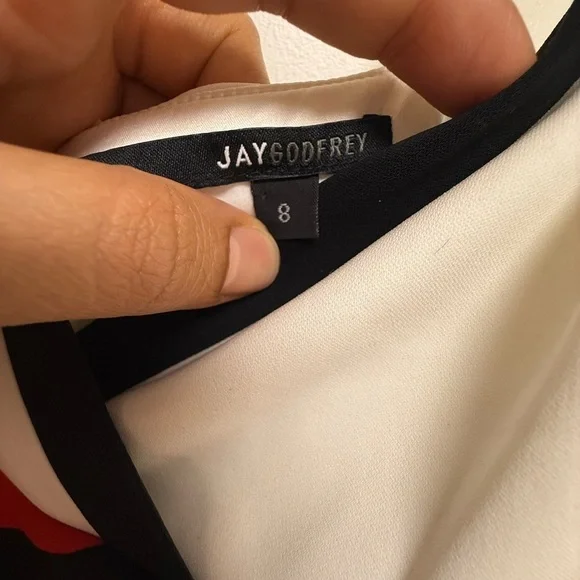 NWT | JAYGODFREY Red, Black and White Cocktail Mini Dress Size 8 - Picture 5 of 6
